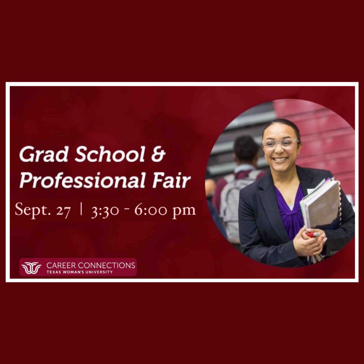 Career Connections is hosting the Graduate School &amp; Professional Fair on Sept. 27 from 3:30 - 6 PM. For more info about the program or registration click here: ow.ly/7Mft50PPmAB