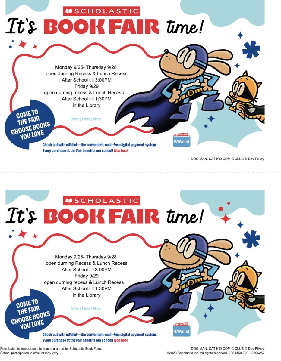 The Book Fair is open this week!!!
Go check it out during the times specified on the flyer :)