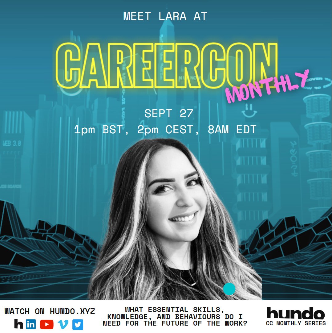 Meet <a href="/LaraAssi11/">Lara Assi</a>, Metapreneur who will be speaking at our WorkTech event 💻

Join us on Sept 27th at 1pm BST, 2pm CEST, 8AM EDT🔥

Sign up at  hundo.xyz or add to your 🗓️ - hundo.xyz/calendar