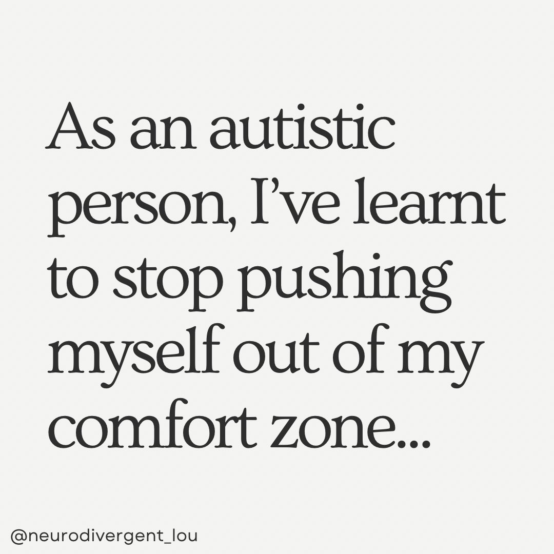 neuro_lou's tweet photo. As an autistic person, I’ve learnt to stop pushing myself out of my comfort zone… #ActuallyAutistic #Neurodivergent #Disability https://t.co/8nL1saaPro