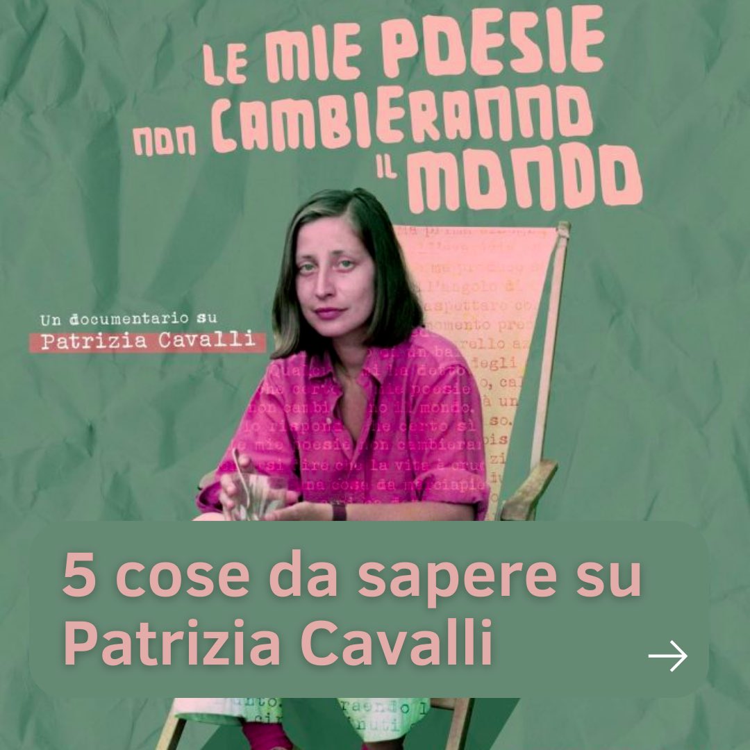 ❗️ 5 curiosità su #PatriziaCavalli oggi sul nostro profilo IG: instagram.com/p/CxnsDqqo5rk/

📚Conoscete i suoi libri di poesie editi da <a href="/Einaudieditore/">Einaudi editore</a>? Avete visto il documentario su di lei prodotto da <a href="/fandangoweb/">Fandango</a>, scritto e diretto da @annalenabenini e Francesco Piccolo?