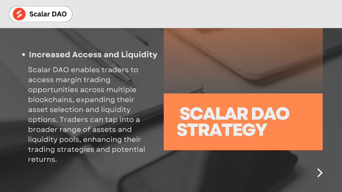 Unlock the world of #MarginTrading across multiple #blockchains with @ScalarDao. 🌐

Diversify your assets and explore a vast array of #liquiditypools to supercharge your #TradingStrategy. 📈💡

#ajafey #طرد_الفرج_مطلب_جماهيري #AtletiRealMadrid #JungKook_3D #Coinbase #SHIB