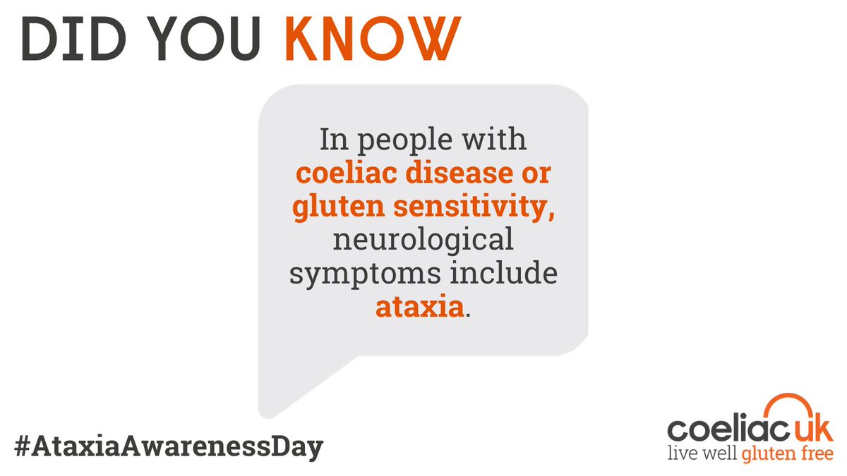 Today is #AtaxiaAwarenessDay. Neurological symptoms like severe headaches, brain fog, and ataxia can impact those with coeliac disease. Let's raise awareness and support early diagnosis. Learn more about the connections here: coeliac.org.uk/information-an…

#IAAD23 #Ataxia #CoeliacUK