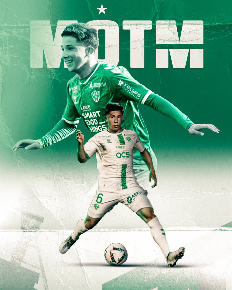 actusainte's tweet photo. 🌟 Benjamin Bouchouari est votre MOTM #USCASSE pour la 2e rencontre consécutive !
Prestation taille patron dans l'entrejeu 🪄💚
#ASSE