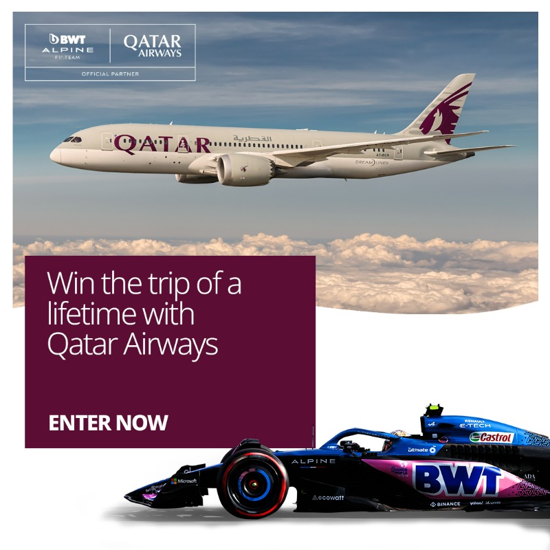 AlpineF1Team's tweet photo. The countdown to the #QatarGP is on, and you have the opportunity to be at the race thanks to @qatarairways 

Enter the competition now for your chance to join us!

#Alpine