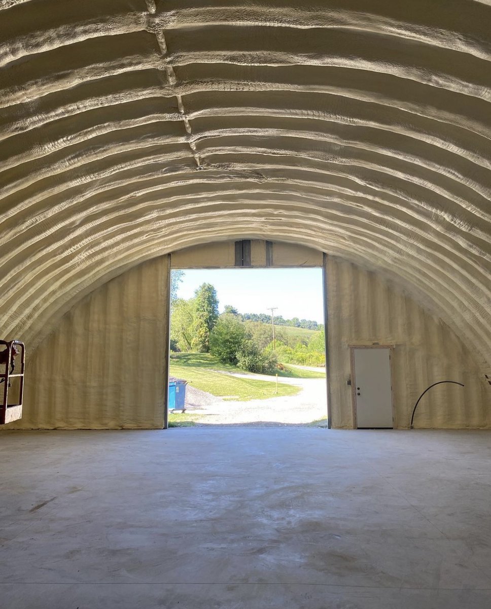 This 25-year-old #Quonset hut was ready for some upgrades. This will be one efficient Quonset hut to heat! You deserve this shop upgrade! B&E Powder Solutions, Inc. X #NCFI. 

#BEpowdersolutions #quonsethut #sprayfoaminsulation #insulation #heatingandcooling #shopinsulation