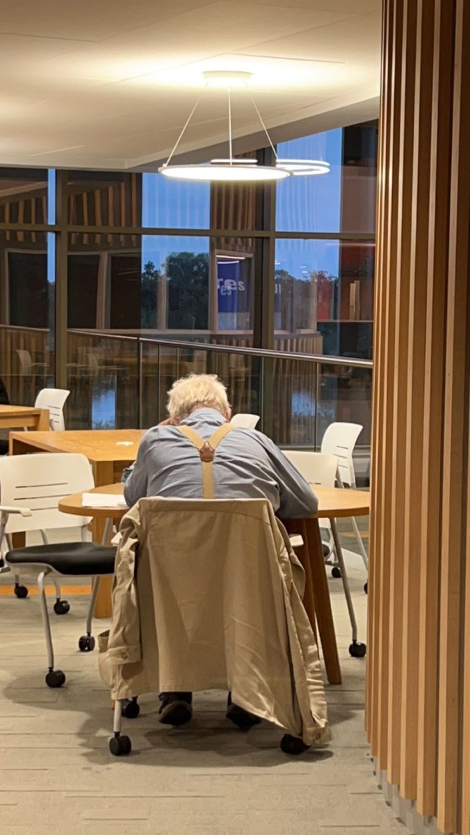 charlottejenny_'s tweet photo. just spotted aziraphale in my campus study space. I wonder what degree he's doing. @michaelsheen @GoodOmensPrime @neilhimself https://t.co/xEAOjhbLwM