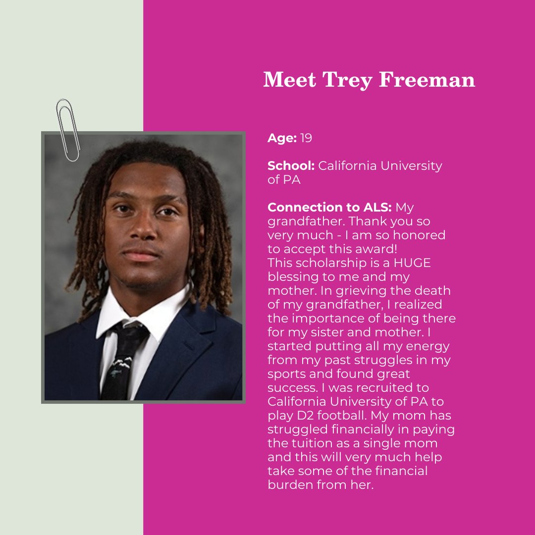 Congratulations to our awardee of the Sara E.K. Cooper Scholarship! Today’s Spotlight: Trey Freeman! ✨ #hopelovescompany #spotlight #ALSawareness