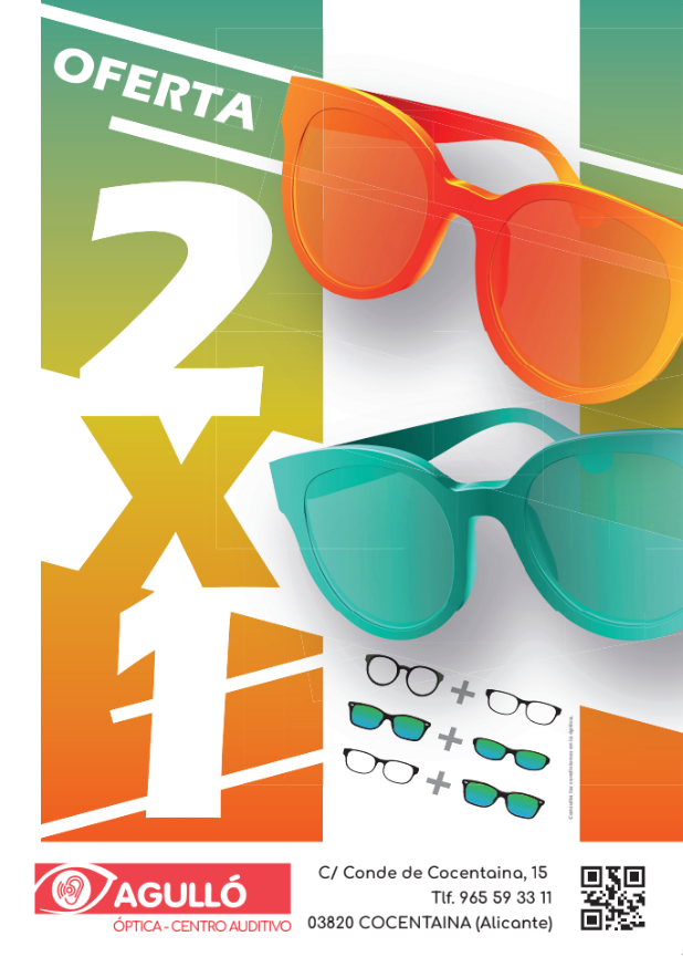 OpticaAgullo's tweet photo. Si necesitáis #gafas a buen precio,
¡ ven y pregunta por nuestra #oferta de 2x1 en #gafas❗

👓  x  🕶

En #ópticaAgulló nos adaptamos a ti.
Tu centro óptico y auditivo en #ElComtat: #MurodeAlcoy #Beniarrés #Benilloba #Planes #Lorcha #lOrxa #Agres... https://t.co/qOyOt7cvku