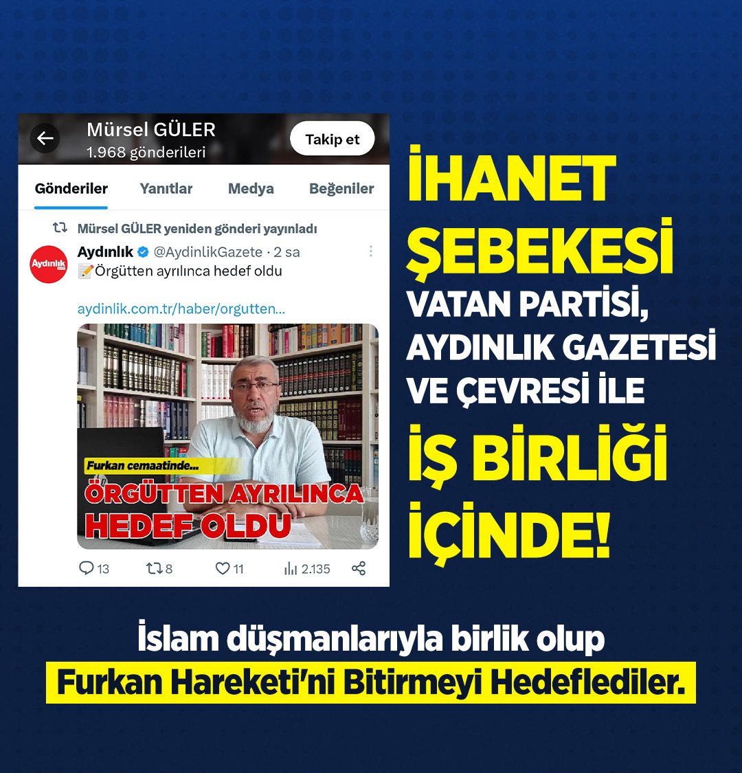 İHANET ŞEBEKESİ BUNU DA YAPTI!

Furkan Hareketi'ni bitirmeyi hedefleyen ihanet şebekesi; Vatan Partisi, Aydınlık Gazetesi ve çevresi ile iş birliği içinde!

FurkanHareketine YeniKumpas