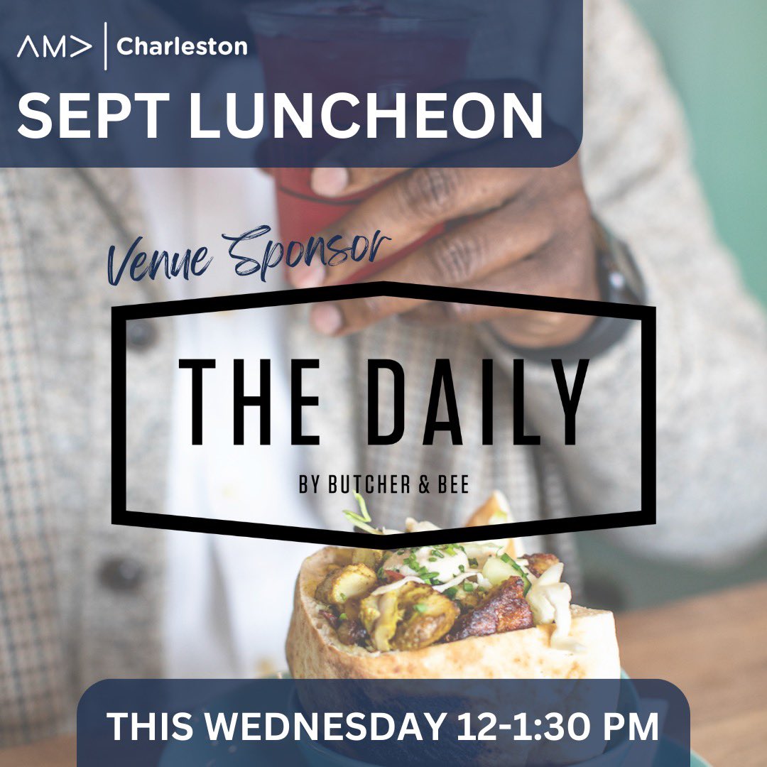 Join us this Wednesday at The Daily Morrison Drive Location for our September Luncheon with <a href="/sdcopartners/">SDCO Partners</a>. 

Wednesday 9/27, 12 - 1:30 PM 
1085 Morrison Dr, Charleston, SC 29403

This event is $35 for members and $45 for non-members. 

🔗charlestonama.us5.list-manage.com/track/click?u=…