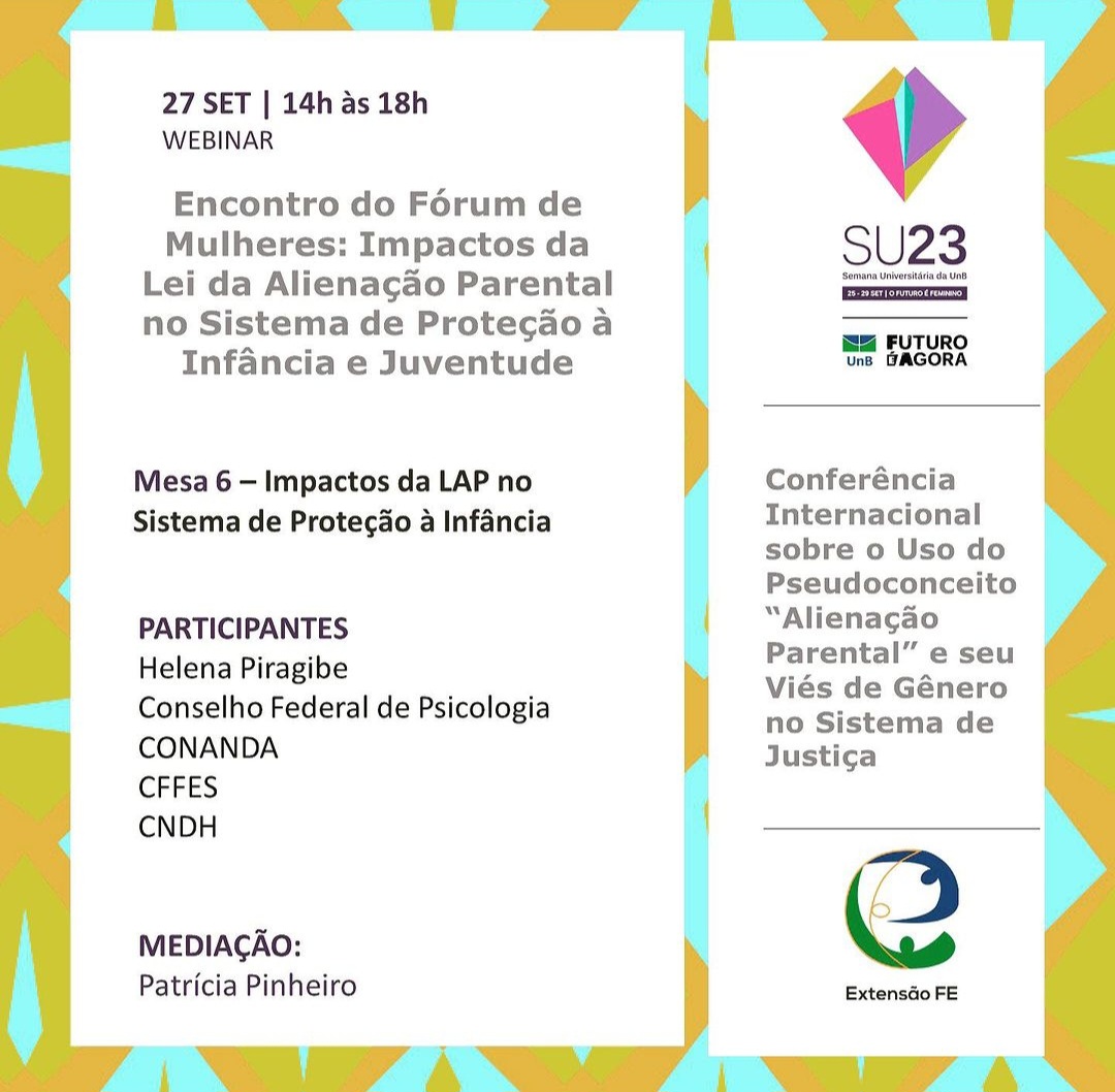 ceamunb's tweet photo. 📢PARTICIPE!  

O evento começa hoje e compreenderá de quatro dias de encontro de mulheres, mães e demais ativistas de movimentos sociais para consolidar o documento do fórum para apresentação no Congresso Internacional de Enfrentamento da Lei de Alienação Parental. https://t.co/VikLRLHe0L