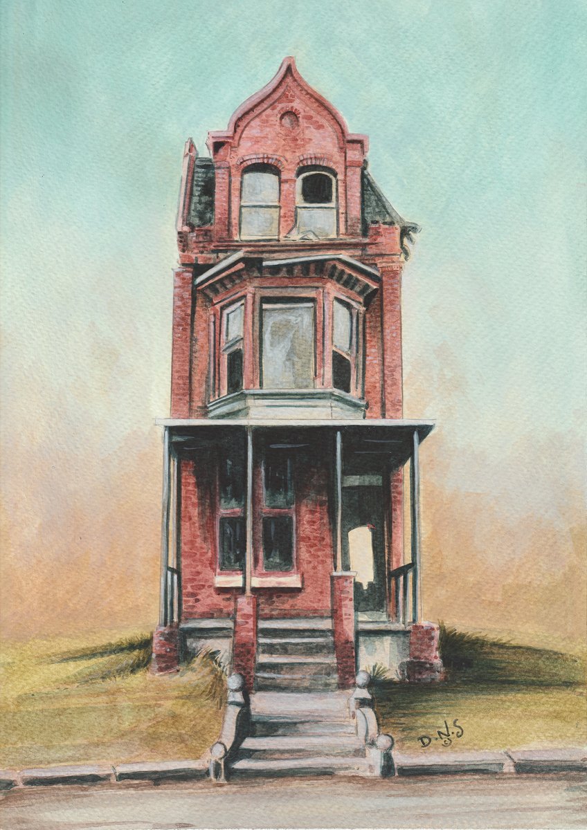all done and for sale if yer into it my Dms are open reposts appreciated as always ty! #art #illustration #houses #buildings #dirtybeauty #watercolor #painting #nothorror #commissions #commissionsopen
