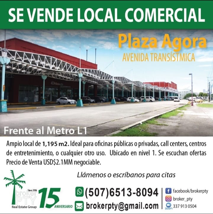 BrokerPty's tweet photo. Commercial premises for sale in Plaza Agora. Excellent location. Ideal for many commercial uses, offices, recreation centers, educational centers. Lots of parking. Price $2.1MM #investmentopportunities #commercial #sale #realestateinvesting https://t.co/D48M75MIuB