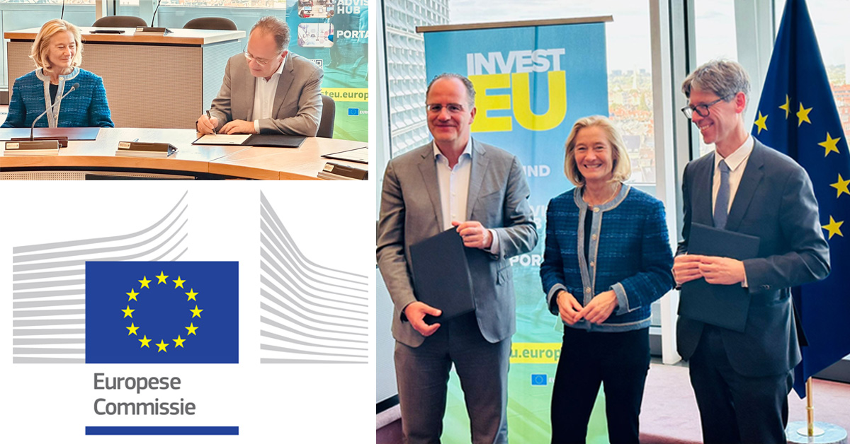 🌿 Geweldig nieuws voor duurzame innovaties in Nederland! <a href="/Invest_NL/">Invest-NL</a> en InvestEU tekenen een garantieovereenkomst in #Brussel. Dit opent de deur naar €350 miljoen aan garanties, wat kan resulteren in €750 miljoen aan investeringen in Nederland! 🇪🇺 #InvestEU #Duurzaamheid
