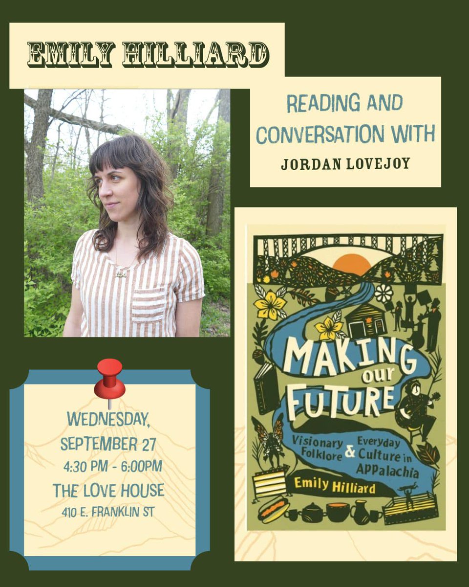 Heading to NC this week for 2 book events + @AMST_UNC class visits, friend reunion & maybe even a WXYC DJ shift?!

🔹 Wednesday at 4:30pm I’ll be reading and in conversation with brilliant folklorist @jordanlovejoy at @UNCSouth's Love House in Chapel Hill