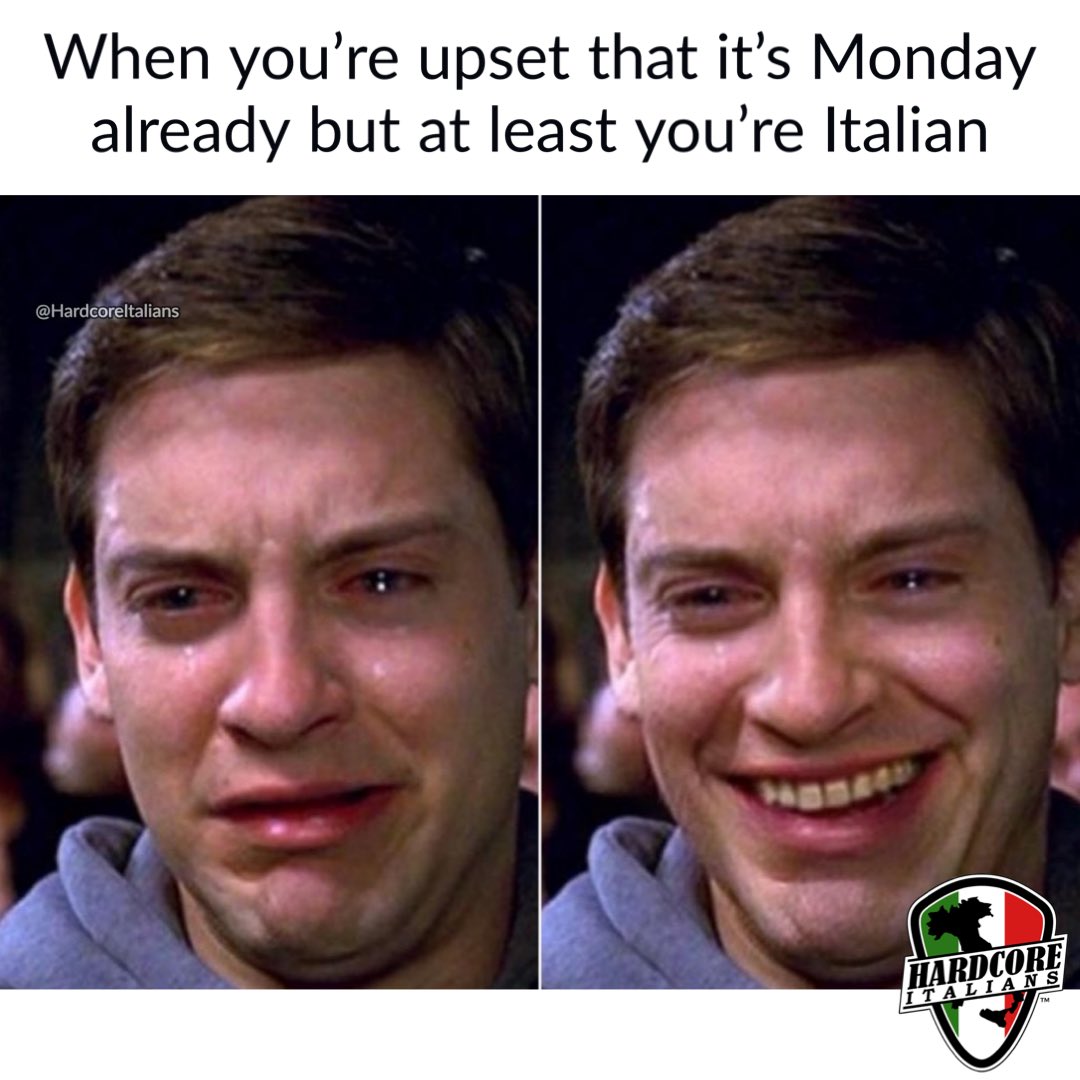 HardcoreItalian's tweet photo. It might be Monday, but at least you're Italian 😅🇮🇹 https://t.co/IgcLBDGeyY