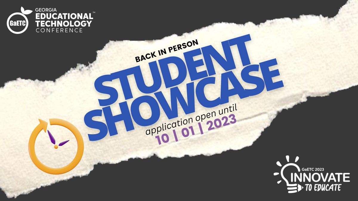Show off your students' amazing work at the #GaETC23 #StudentShowcase!  Don't wait, register now at conference.gaetc.org/program/studen… before the deadline on October 1st. We can't wait to see you and your students there!"