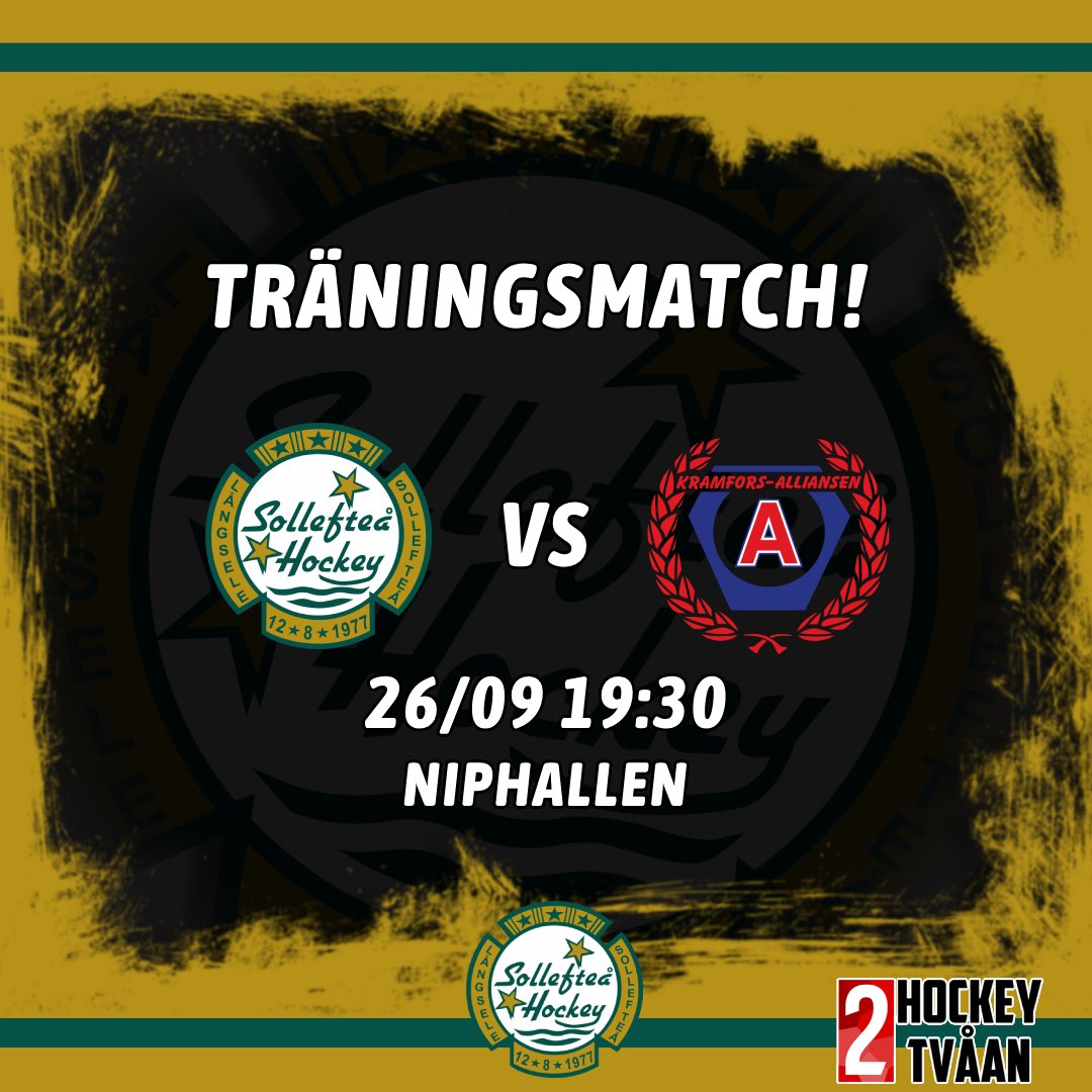 Hockeytvåan • Imorgon spelar vårat A-lag en träningsmatch mot Kramfors-Alliansen. Varmt välkommen till Niphallen!💚💛
