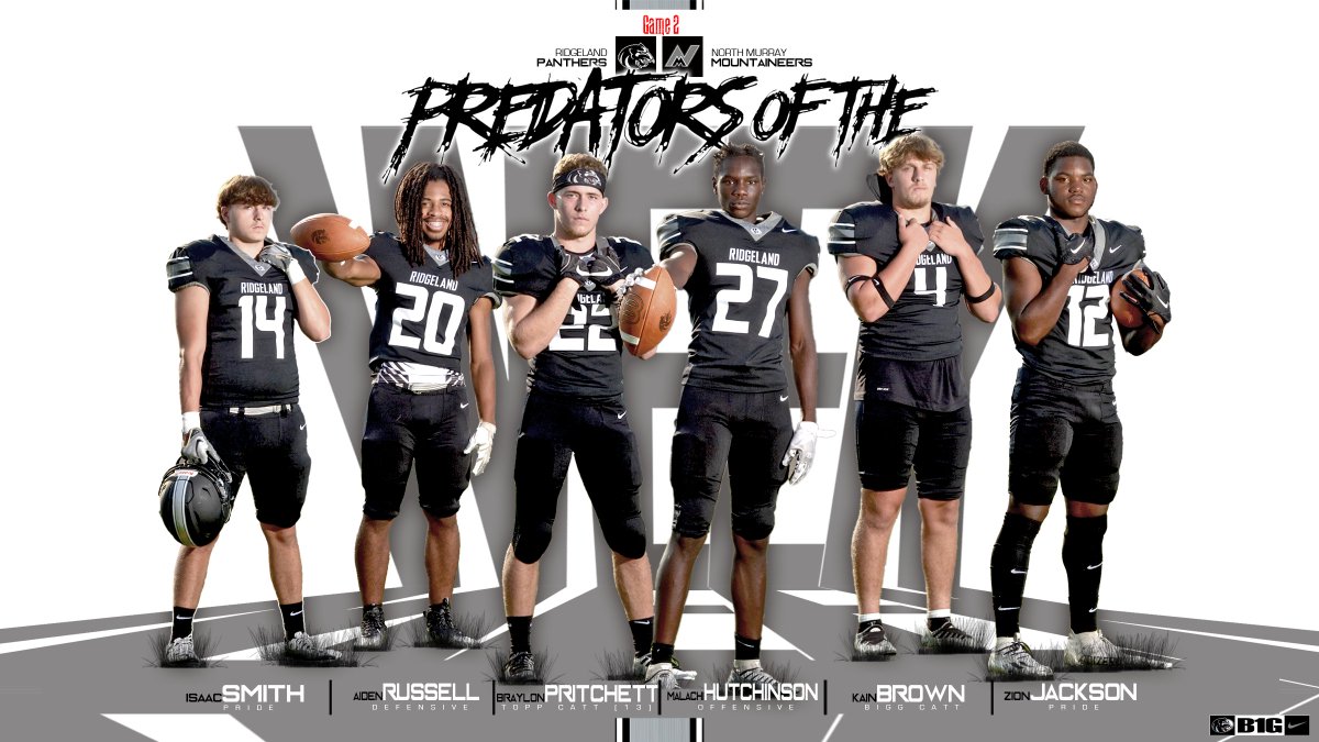 RidgelandHSFtbl's tweet photo. Hard to believe its halfway over. Congrats to our Predators of the Week for the first 3 games. #CLAWSout #B1Gthings @RidgelandVideo @RidgelandHigh #buildingCHAMPIONS_RHS https://t.co/HdpacgYk95