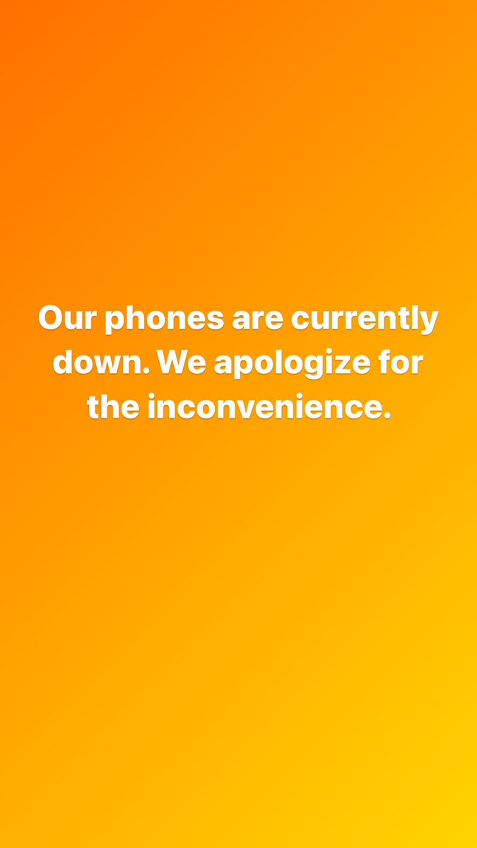 Our phones are currently down. We will update you as soon as we are back online.
