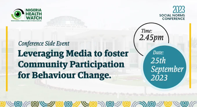 nighealthwatch's tweet photo. @NLC_SocialNorms @BANigeria @WHONigeria @SCIDaR_ How can we leverage media to foster community participation for behavioural change?
Join us now for our side event at the #NormsShifting Conference to share strategies & tools we have explored to enhance community participation for behavioural change in our communities. https://t.co/NViTw7lTWV