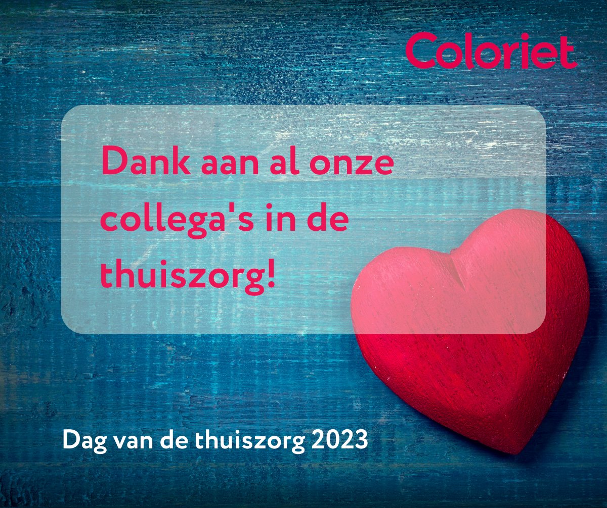 𝗩𝗮𝗻𝗱𝗮𝗮𝗴 𝗶𝘀 𝗵𝗲𝘁 𝗱𝗲 𝗱𝗮𝗴 𝘃𝗮𝗻 𝗱𝗲 𝘁𝗵𝘂𝗶𝘀𝘇𝗼𝗿𝗴 🏠❤
Extra waardering voor alle collega's in de thuiszorg die dagelijks voor onze cliënten klaar staan!

Thuiszorg is ook heel veelzijdig. Lees de verhalen van onze collega's: coloriet.nl/thuiszorg-onze…