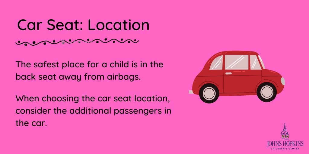 Focus on car seat LOCATION. The safest place for a child is in the back seat away from airbags. When deciding where to place your child’s car seat, consider the seating position of other passengers in the car and always refer to your car seat and vehicle manuals. #TheRightSeat