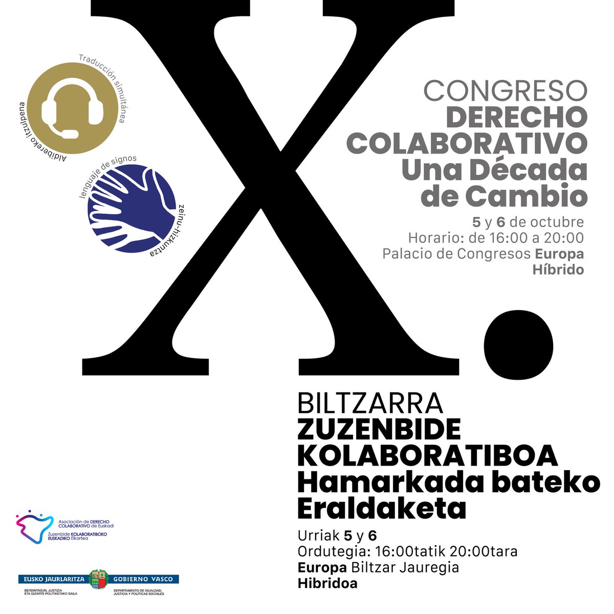 X. Congreso.Derecho Colaborativo. Una Década de Cambio. 
5 octubre: Constelaciones Circulares con Guillermo Echegaray 
Día 6: Evolución del Dcho Colaborativo en Europa. 
Formato híbrido.
Esta semana sacamos el programa
Inscripciones y más información: info@derechocolaborativo.es