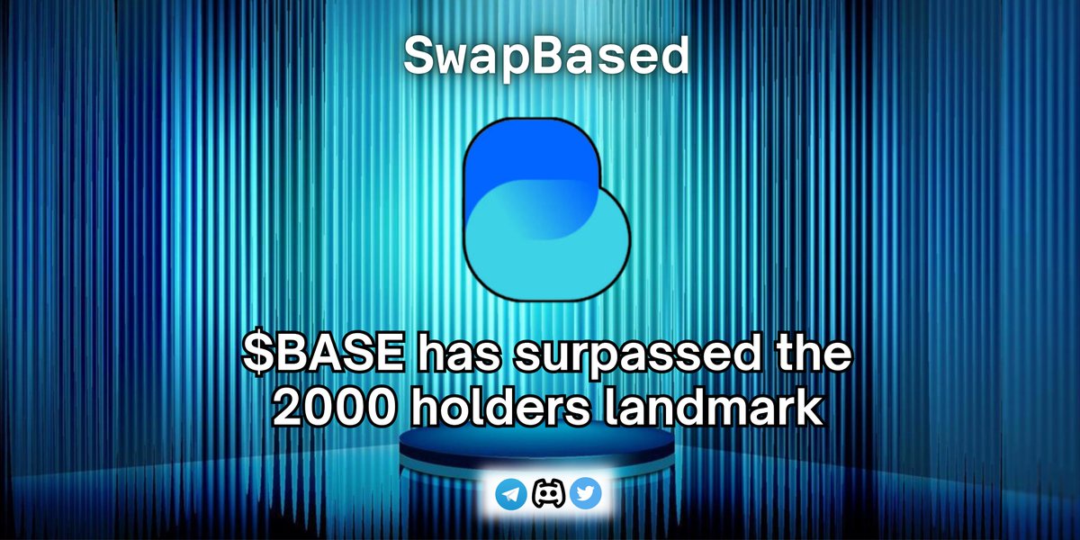 SwapBased's native token $BASE is now the fourth token with the most holders on the Base ecosystem, currently with 2037!

Another great indicator of our presence as the most complete native DEX on @BuildOnBase