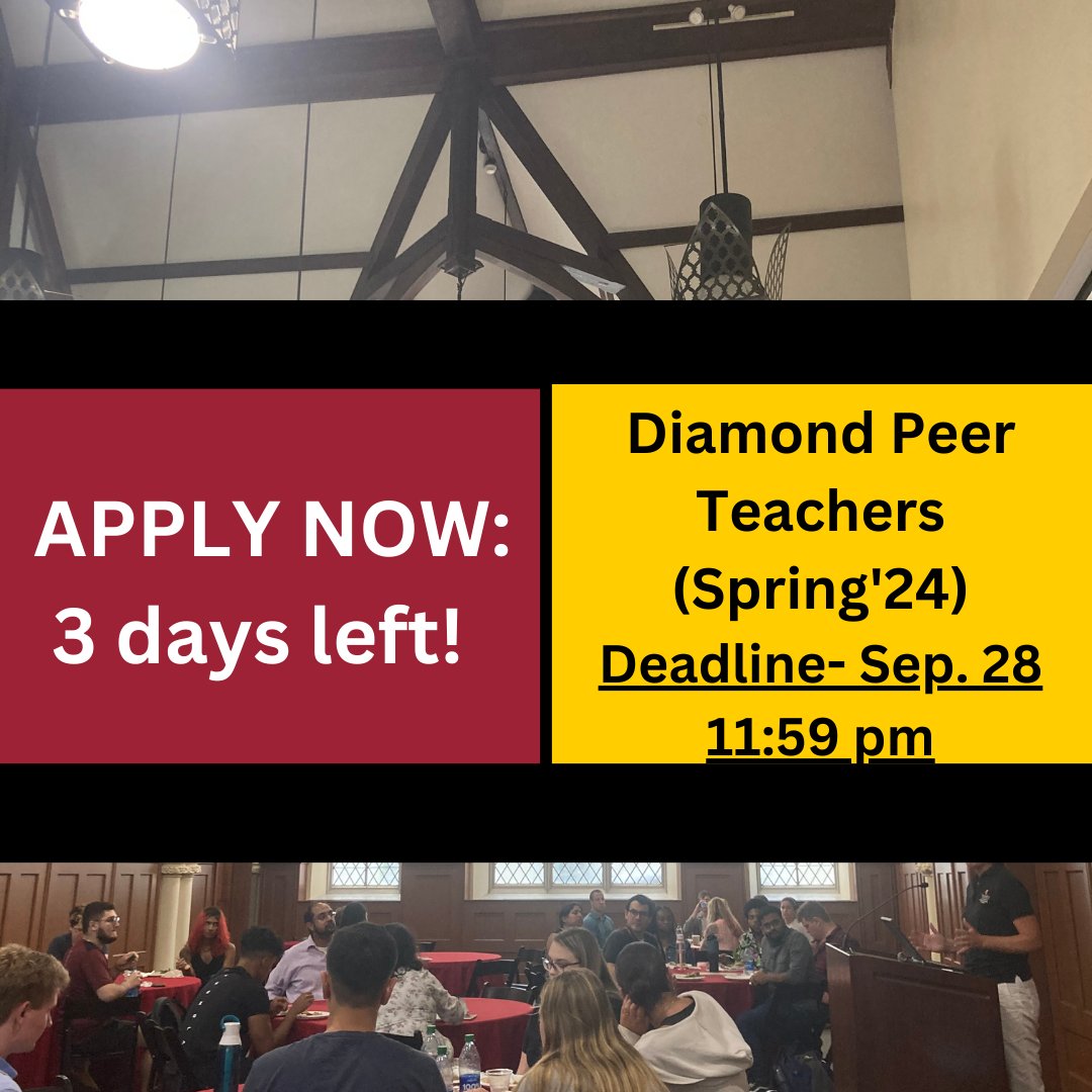 Diamond  Peer Teachers are upper-division students who work closely with a faculty mentor and provide supplemental instruction and support to their peers in GenEd and foundational courses. 

Find out more and see if you are eligible:
undergradstudies.temple.edu/opportunities/…