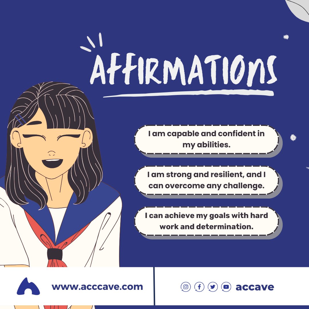 AccaveApp's tweet photo. In the quest for academic greatness, self-esteem is the secret weapon of any student. Let's explore the transformative power of positive affirmations for students. 💪📖 #studentempowerment #selfesteem #academicsuccess #accaveapp #learningisfun https://t.co/b2oh7YdDaM