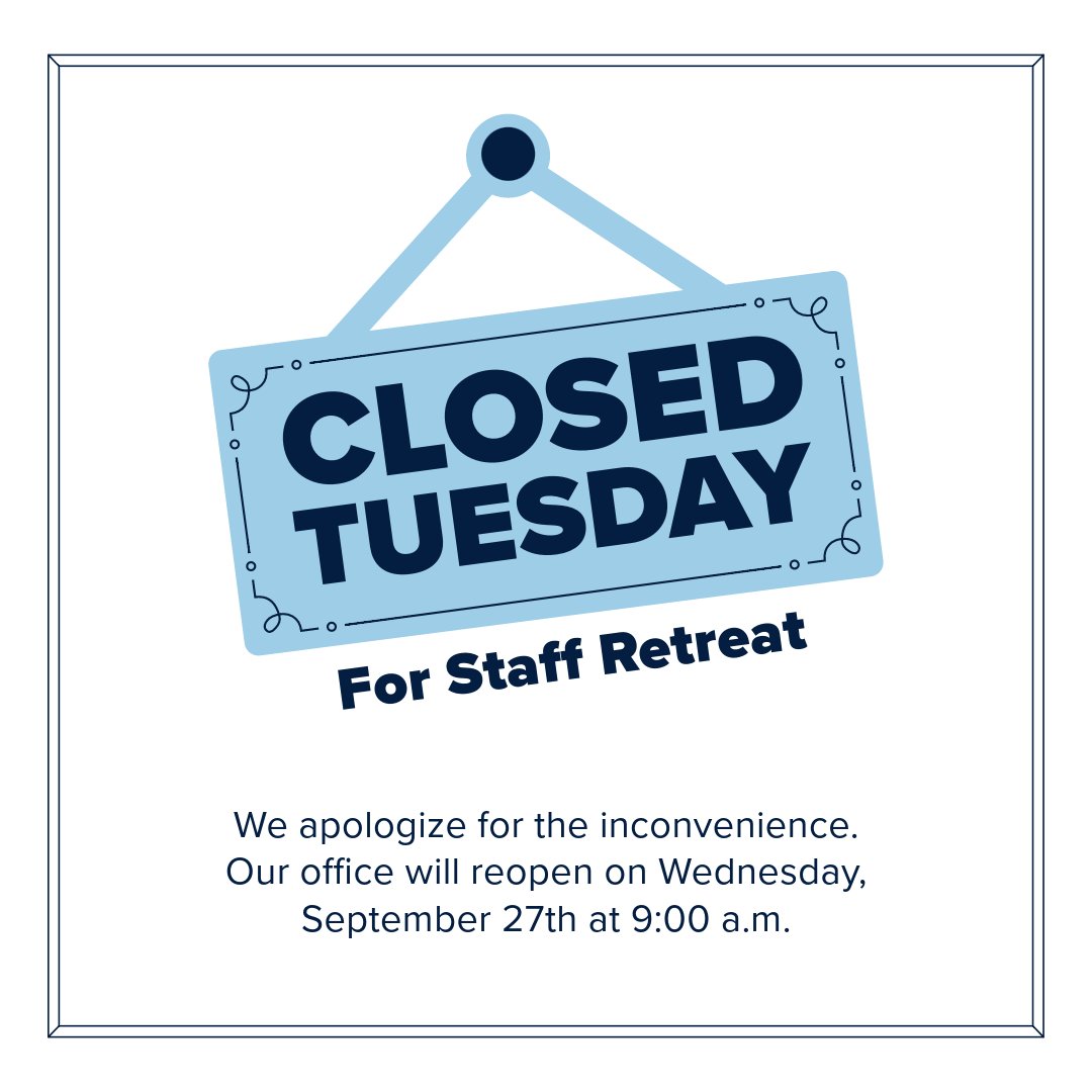 mcfohio's tweet photo. Our office will be closed tomorrow, September 26th for an out-of-office staff retreat. We apologize for any inconvenience and will gladly serve you when we reopen on Wednesday, September 27th at 9:00 a.m. https://t.co/JYpXjx6YxE