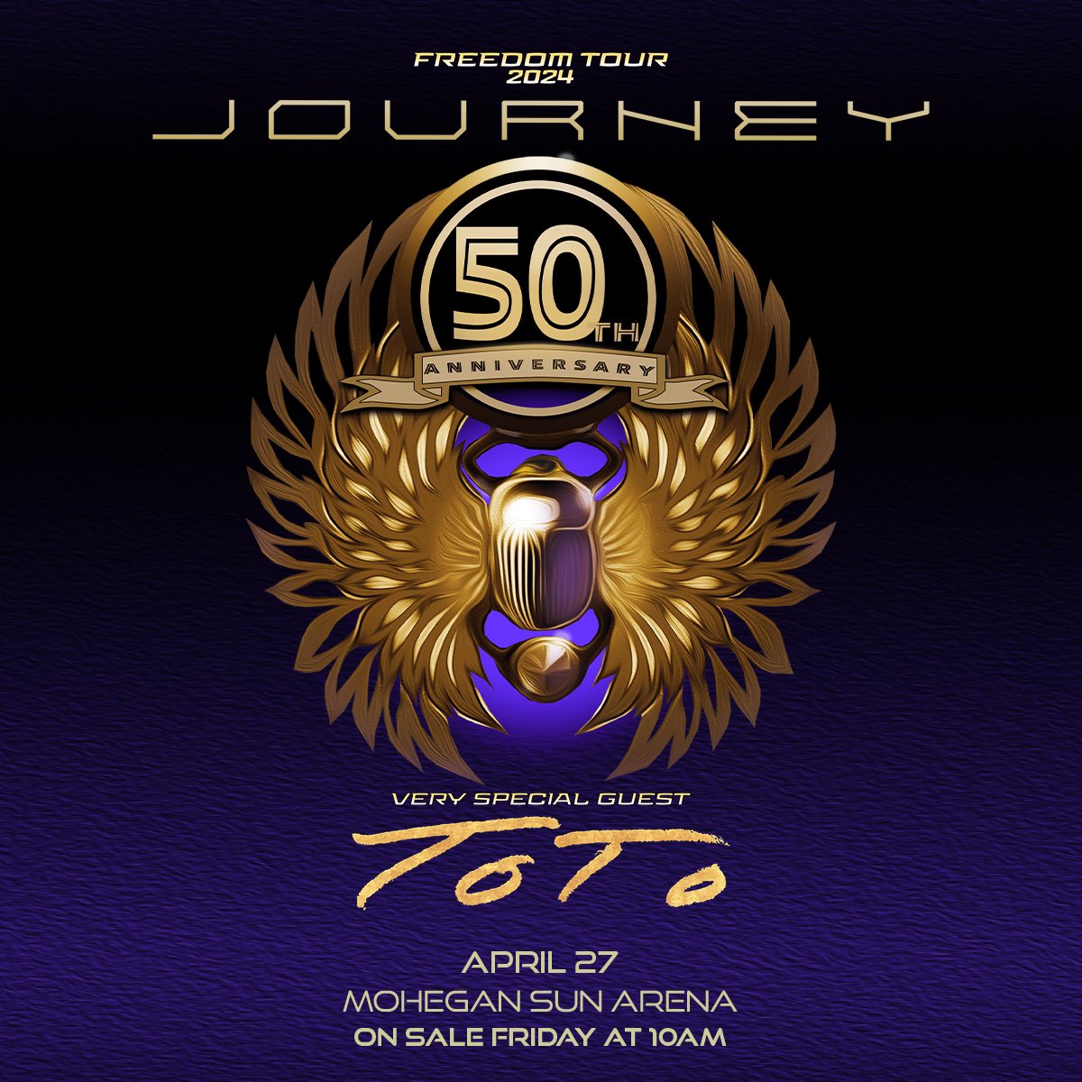 🚨 JUST ANNOUNCED 🚨

Wilkes-Barre! @JourneyOfficial Freedom Tour 2024 is coming to Mohegan Sun Arena at Casey Plaza and we can’t wait to rock out with you! Grab your tickets this Friday at 10AM and get ready to rock all night on April 27th!

#Journey #FreedomTour2024 #Toto