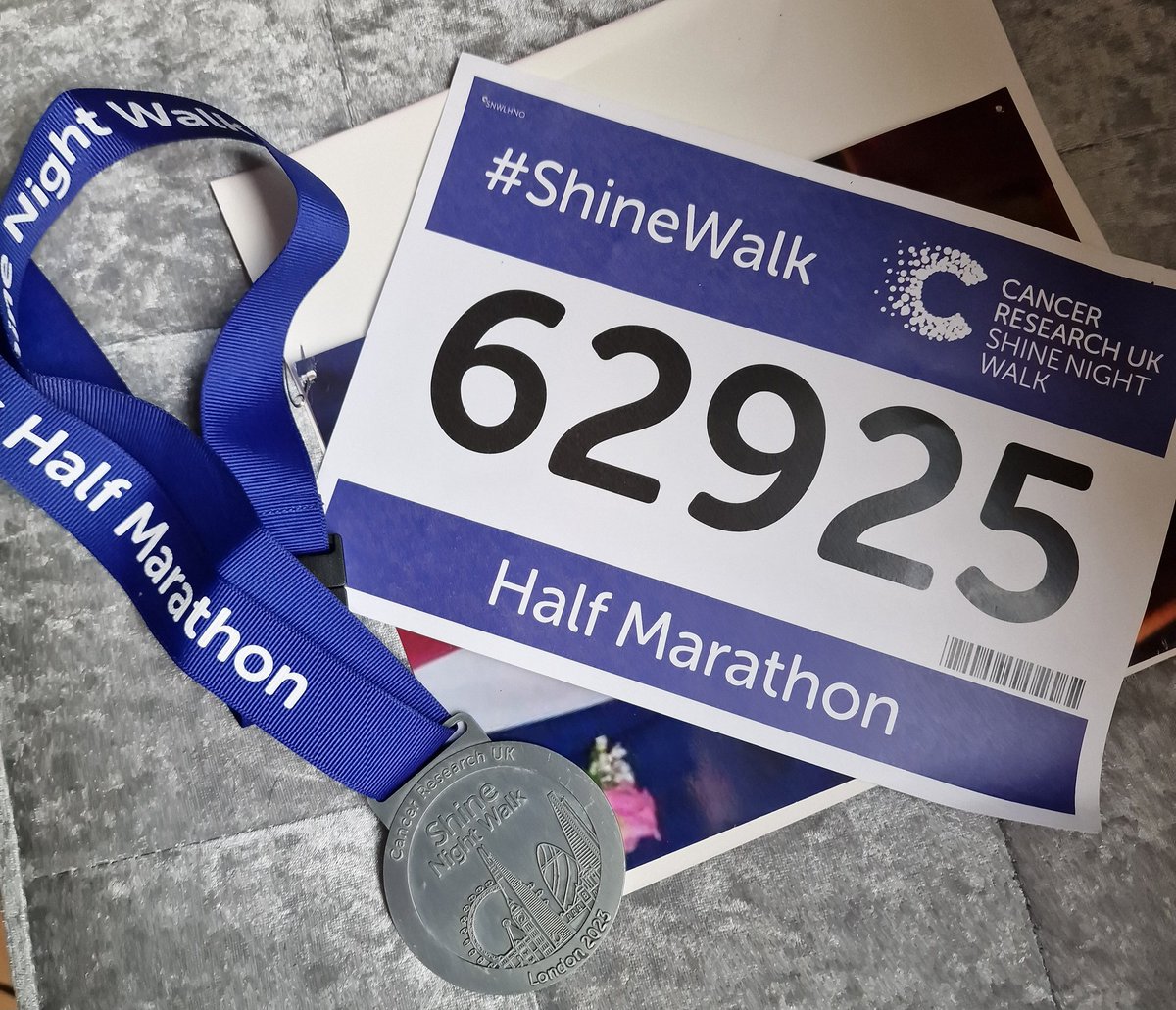 Taken me a day to recover, only just looked at medal 💪🏻💙❤️ @CR_UK #shinewalk #CancerResearch #CancerAwareness