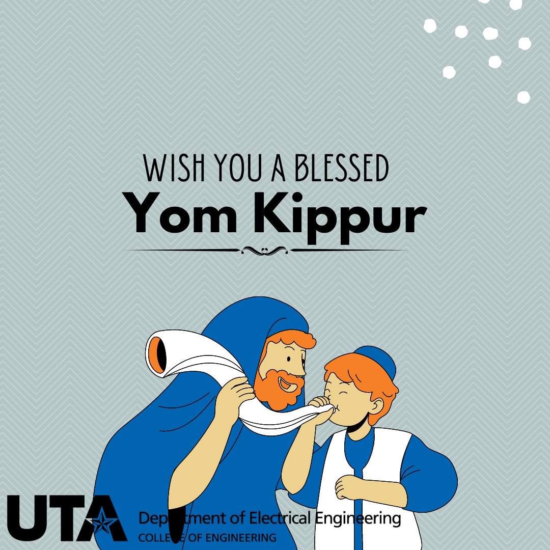 UTArlingtonEE's tweet photo. Yom Tov to you, EE Students!

Wishing all of our Jewish Mavericks a meaningful fast and a happy holiday! 🧡

#utamavs #utaelectricalengineering #yomkippur https://t.co/8huH7A9L0A