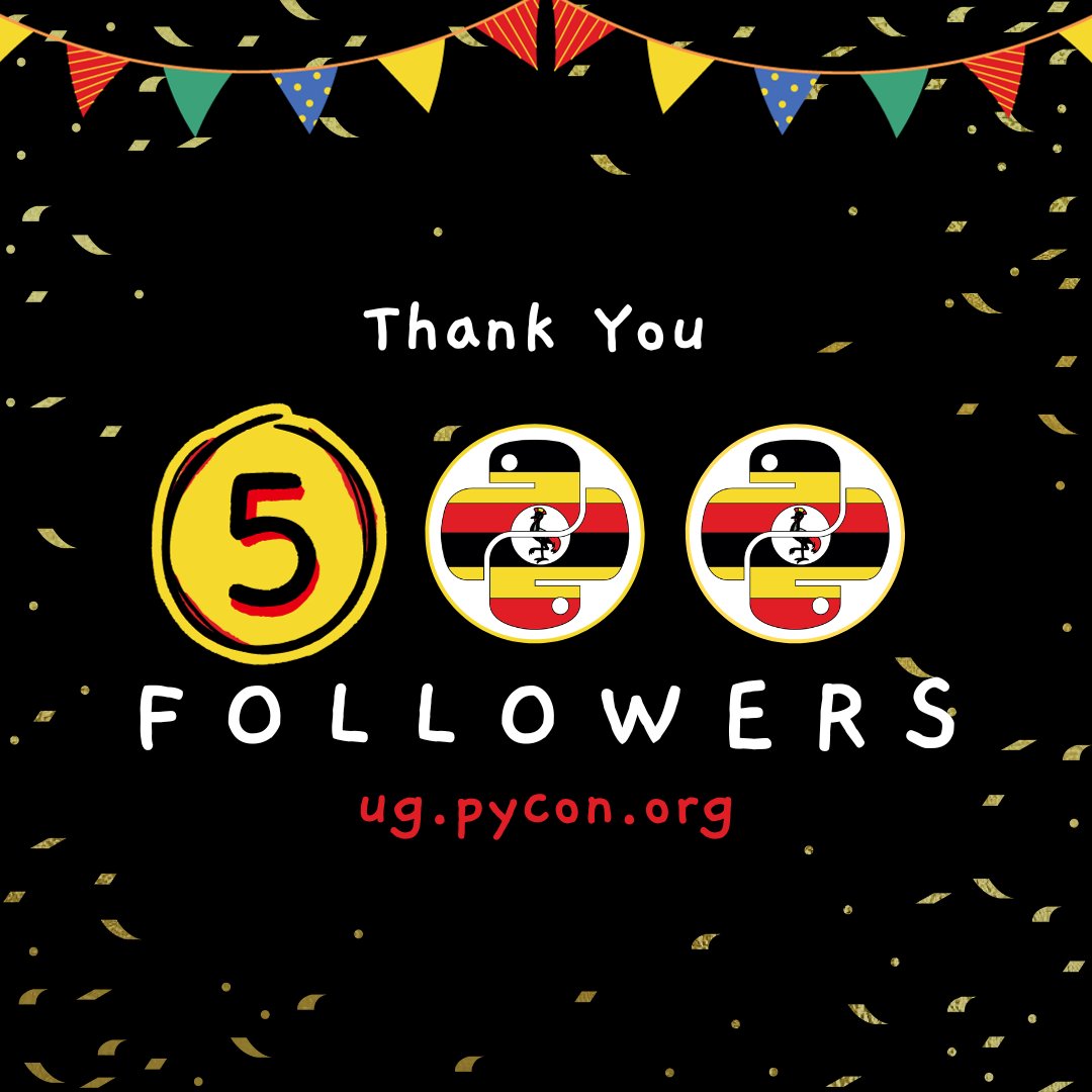 pyconuganda's tweet image. 🎉🙌 Celebrating a milestone! 🙌🎉 We've hit 500 followers, and we couldn't have done it without all of you amazing Python enthusiasts.
Thank you for being part of our journey! 🐍🚀 #PyConUganda #500Followers