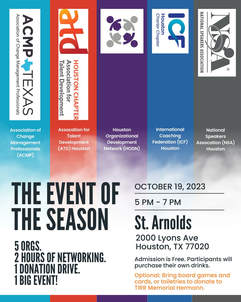 houston_nsa's tweet image. Prepare for The Event of The Season! ✨ Join us on Oct 19th, 5-7pm at Saint Arnold Brewing Company for an unforgettable evening. 🍻 Not only will you connect &amp;amp; grow, but your donations will directly benefit TIRR facilities for Memorial Hermann! #NetworkingForGood @memorialhermann