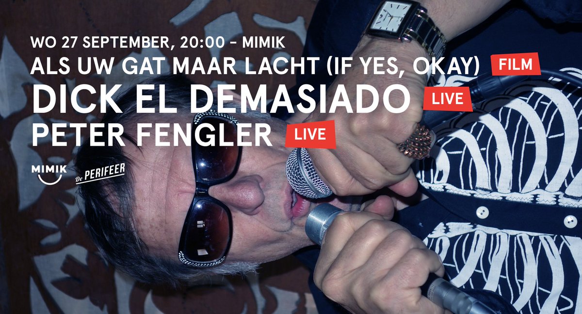 Aankomende woensdag in <a href="/mimik_deventer/">MIMIK Film + Theater + Café</a>! Info+tickets > perifeer.org/agenda/dick-el…

#deperifeer #deperifeerxl #mimik #deventer #dickverdult #alsuwgatmaarlacht #film #dickeldemasiado #peterfengler #liveshow #concert #acidrealism #cumbia #cellulitisilluminati