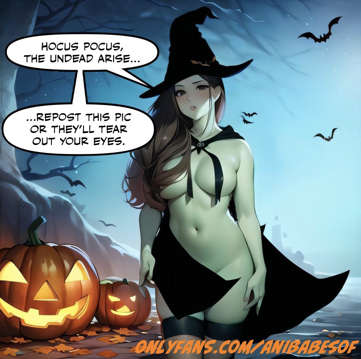 AnibabesOF's tweet photo. Let’s see if y’all can handle FIVE reposts. Repost THIS PIC five times and I’ll take off the cloak. 💋 

#nsfw #hentai #hentaicommunity #rule34 #sexy #halloween #anime https://t.co/TTVOs9KBgJ