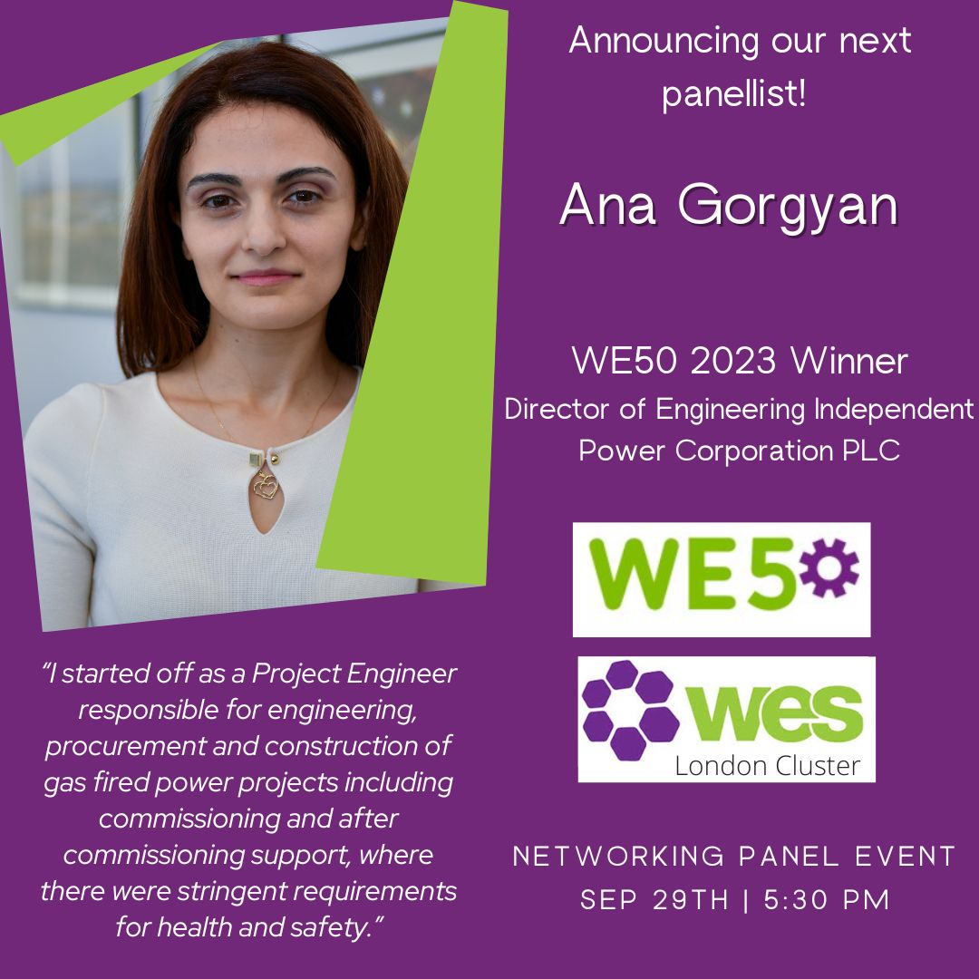 We are excited to announce our next panellist for our event this Friday! … Ana Gorgyan!

We are delighted to have Ana in our WE50 winners panel and networking event on Friday!
 
We will be discussing safety and security at @RAEngNews  

Sign up here:
eventbrite.co.uk/e/we50-panel-t…