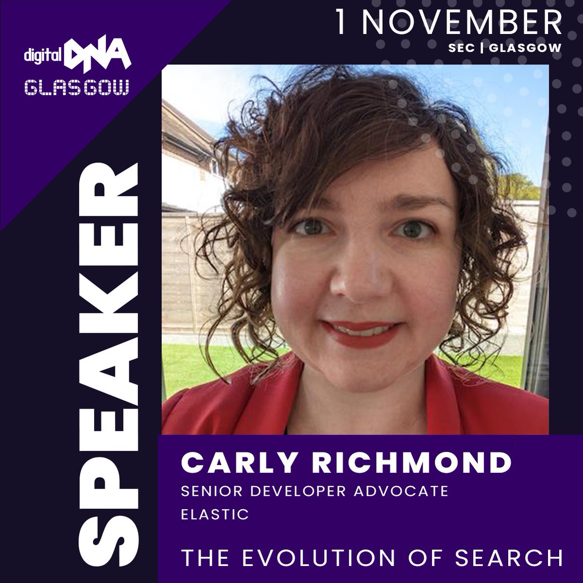 📢 The first speaker announcement for DDNA Glasgow 2023! Digital DNA is proud to announce that Carly Richmond, Senior Developer Advocate at Elastic, will be joining us on the Main Stage at Glasgow Make sure you grab a ticket ASAP!🤯 lnkd.in/ekD79c_8