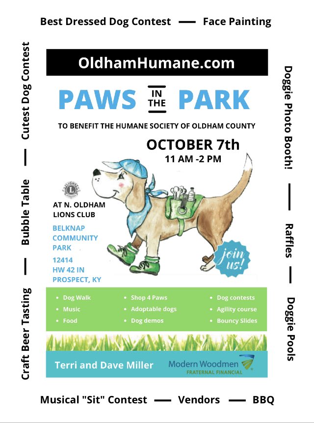 OldhamHumane's tweet image. Mark your calendars to bring your best dog buddy on an outing he will love!Fun activities for the kids too.Your dog can try his paws at our agility course&amp;amp; a prize for the fastest time. Food,drink,vendors,bouncy slide, contests and so much more.Don't miss it! Socialized dogs only
