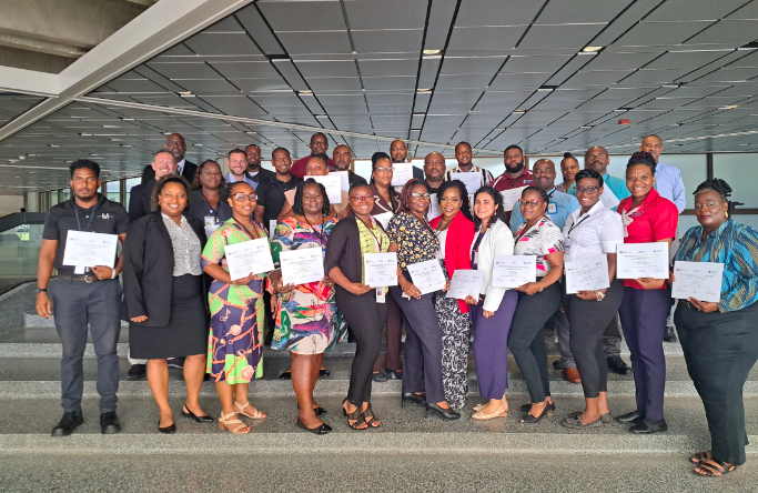 22 participants received their completion certificates for the Access Control Training in 🇧🇧, organized by the #AviationSecurity #CICTEprogram with the support of <a href="/StateDeptPM/">Political-Military Affairs, US Dept of State</a> and collaboration with <a href="/TSA/">TSA</a>.  <a href="/gaiabarbados/">Grantley Adams International Airport</a>
