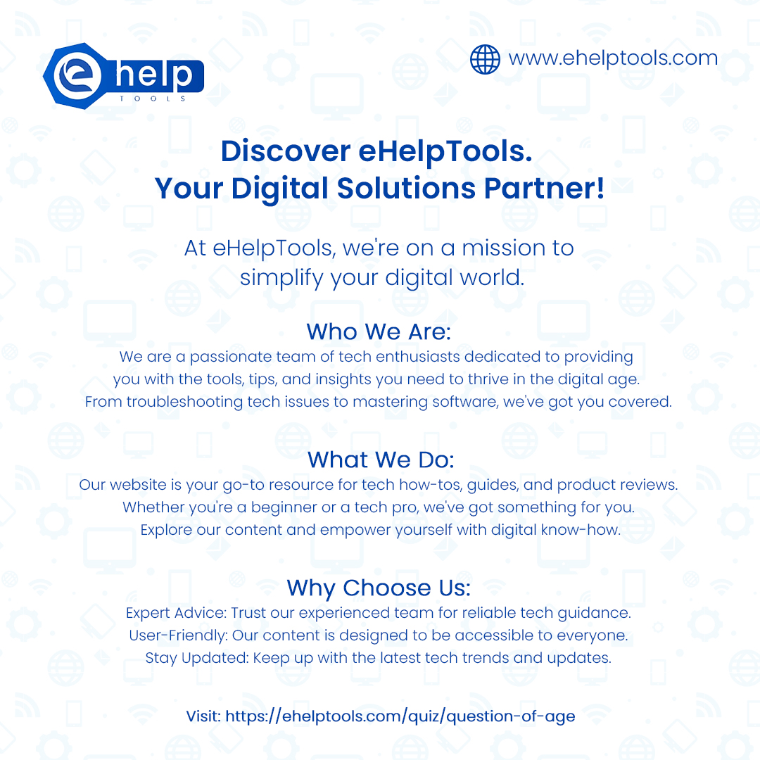 ehelpTools's tweet image. &quot;Empowering Lives, One Click at a Time: Your Trusted eHelpTool Resource!&quot;

🌐: ehelptools.com/about-us

#eHelpTools #EmpowerWithEase #DigitalSolutionsForAll #AllToolInOneClick #AllToolOnePlace