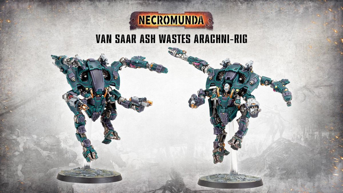 warhammer's tweet photo. House Van Saar unleash a new Arachni-rig, but is it enough to stop the Lady of Ash? 

Get a closer look at today's Necromunda reveals: https://t.co/qsaH1vuPLK https://t.co/Z6POPI7u20