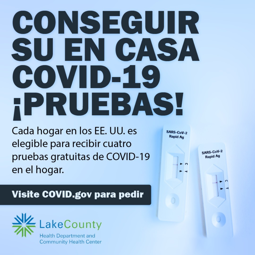 LakeCoHealth's tweet photo. 📅 Today, you can order four free rapid COVID-19 tests for your household. Visit https://t.co/pfedXVuvNi to order today!
--
📅 Hoy puedes solicitar cuatro pruebas rápidas de COVID-19 gratuitas para tu hogar. ¡Visite https://t.co/pfedXVuvNi para realizar su pedido hoy! https://t.co/InbHDbJe3F