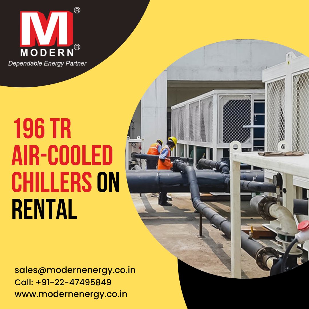 Experience the ultimate cooling comfort with our 196TR Air-Cooled Chillers for rent, exclusively from Modern Energy Rental Pvt. Ltd., your trusted energy rental partner. Contact us at  to secure your air-cooled chiller rental today.

#196traircooledchilleronrent #aircooledchiller