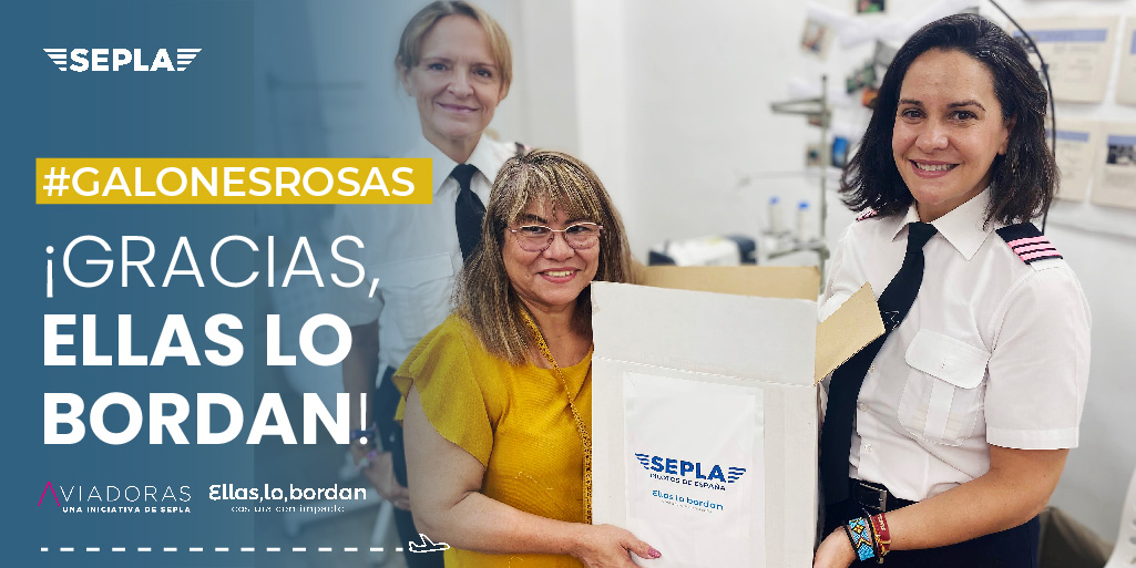 sepla_pilotos's tweet photo. La iniciativa @aviadoras_ de #Sepla ha contado con la ayuda de @ellaslobordan, un taller textil con valor social que trabaja por la autonomía de la mujer en situación de vulnerabilidad, para confeccionar los #GalonesRosas que se podrán adquirir próximamente. https://t.co/AISEUYuqtI