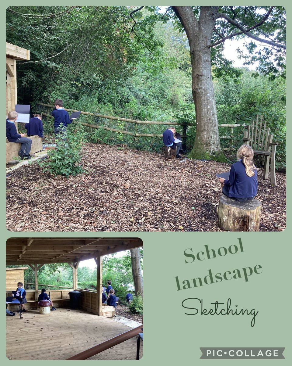 Peterstonps's tweet image. Dosbarth Ash, spent a mindful afternoon, sketching the school landscape. Observing our surroundings and sketching exactly what we see. 
#mindfulnessforkids #childrensmentalhealth #expressivearts